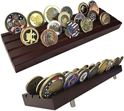 Asmileindeep Challenge Coin Display Stand Rack Воен држач за монети приказ махагони финиш