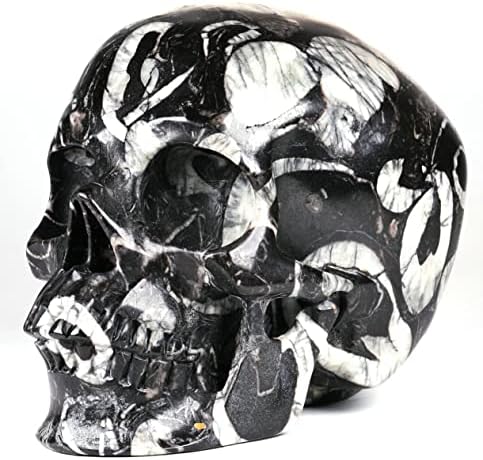 Mr.Skull 5.0 Супер реална статуа на кристал череп, кристално лекување камен, рачно врежан скапоцен камен скулптура дома украс, статуа