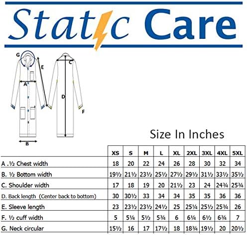 Статичка нега ESD јакна, средна тежина 90% полиестер, 10% јаглеродна ткаенина со јака од скули и манжетна манжетна, сина, голема