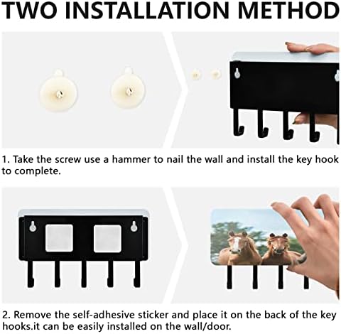 Кигаи Облачно Дрво Коњ Закачалка За Клучеви Организатор со 5 Клучни Куки, Мини Пошта За Складирање На Ѕид Држач За Држач За Клучеви