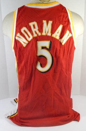 1994-95 Атланта Хоукс Кен Норман 5 Игра издадена Ред Jerseyерси 46+3 DP30019 - НБА игра користена