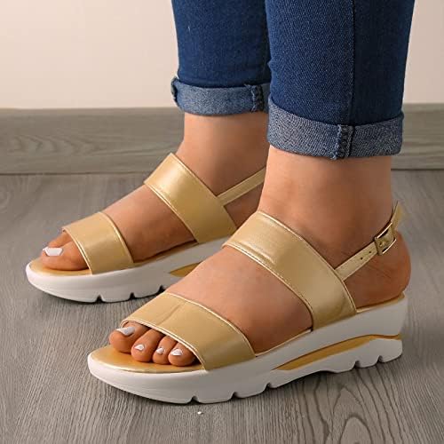 Мода пролетно лето, жени сандали, лесна лента за токи, дебели единствени клински облечени сандали за жени со рамна големина 12
