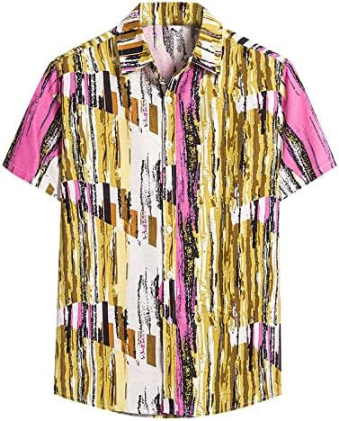 Оиолој шифонска кошула Менс геометриска баги vneck копче до кошула забава за Ноќта на вештерките светло основно кратко скратување на ракави