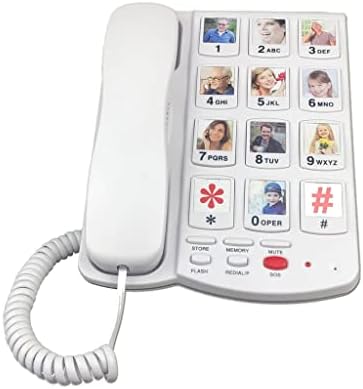 N/A Телефон со големи копчиња за стари лица, телефонски фиксни телефон за сениори, со заменливо копче за меморија, засилувач