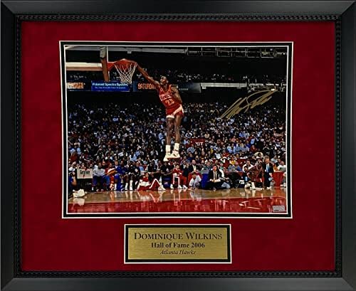 Доминик Вилкинс потпиша автограмирана фотографија со прилагодено фото, врамени на 16x20 NEP - Автограмирани НБА фотографии