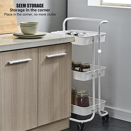 N/A мебел за кујна со повеќе слој челична рамка дрвена партиција мултифункционална организаторска количка со тркала кујна количка
