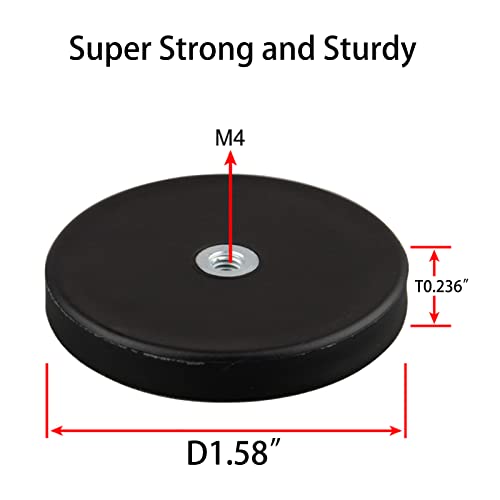 MUTUACTOR 4PACK Анти-Гребење Гумени Обложени Nedoymium Магнет Со М4 Женски Конец 22lb, Супер Силна Високо Триење Магнет Монтажа со Гума