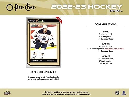 2022-23 NHL O-PEE-CHEE OPC Hockey Factory Запечатена малопродажна кутија 288 картички 36 пакувања од 8 картички по пакет. Побарајте