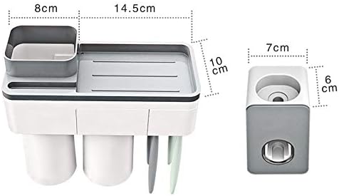 Држач за четки за заби од канма за бања 2 чаши, автоматски диспендер за паста за заби, наопаку дизајн на чаша, капацитет за