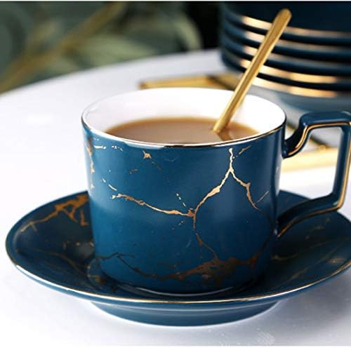 Pdgjg Мермер Керамички Кафе Чаша Чинија Лажица Во Собата 200ml Нордиски Чај Чаша Мат Порцелан Чај Сет Чај Кафе Еспресо Чаша
