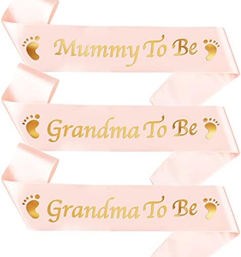 Мумија да биде, Баба да биде - Мумија Да Биде Розово Злато Сатен Појас-Украси За Туширање За Бебиња, Откривање На Полот, Добредојде