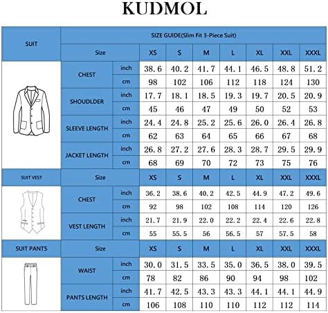 Mens Slim Fit Suits 3 парчиња со еден копче цврсти костуми блејзери за деловна свадба формална матурска смокида, блејзер елек и панталони