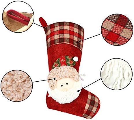 CCINEE 2PCS 18 Божиќни боречки чорапи карирани асортиман ирваси Санта Божиќни чорапи за декорација на празнични забави