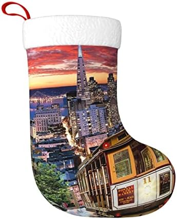 Yilequan 18 инчи Божиќни чорапи Класични чорапи, Сан Франциско, за украси за Божиќни забави за семејни празници