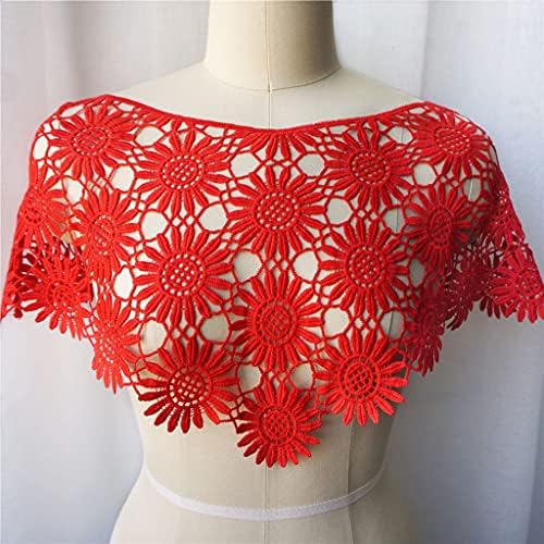 MJWDP црвена цела ткаенина јака везена цветна шуплива апликација шива на лепенка за декорација на фустани свадба DIY