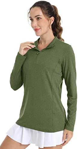 Kefените upf upf 50+ кошули за заштита од сонце со долг ракав Брз сув 1/4 поштенски пуловер за пешачење за трчање голф поло маици