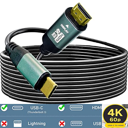 USB C to HDMI Cable 10FT with IC, 4K@60HZ Type-C to HDMI for MacBook Pro/Air, iMac, Galaxy S20 S10 S9 S8, Surface, Dell, HP, MacBook Pro,