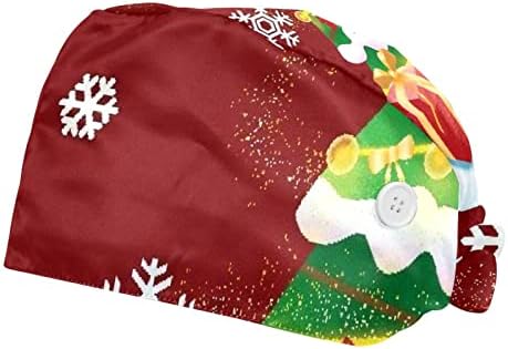 Deyya 2 пакува прилагодливо работно капаче со копчиња за џемпери за медицински сестри жени од конска опашка, весело Божиќ