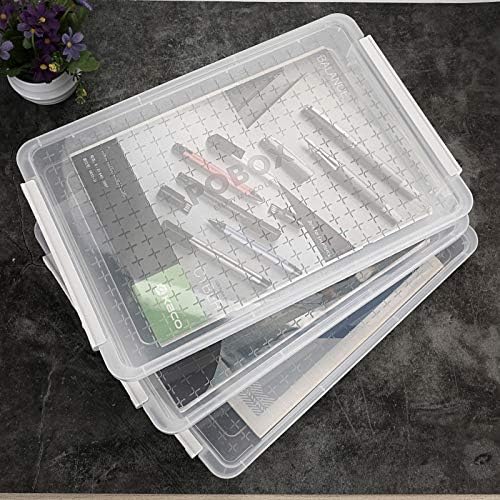Btsky 3 Pack A4 Plus Clear Plastic Stackable Storage Box биро хартија со тока, канцелариски материјали за додатоци за заштита на