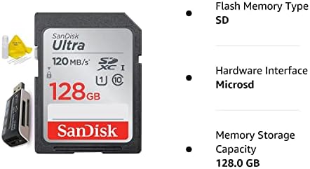 Sandisk 128 GB Ultra Class 10 SDXC UHS-I SD мемориска картичка за Canon EOS Rebel T8i T7I T7 T7 T6I T6S ​​T6I T5I T3I SL2 SL1 EOS 90D 80D