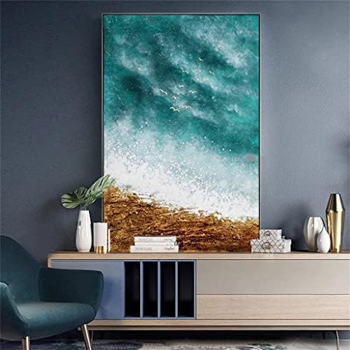 Xjjzs природна апстрактна голема големина океан сина пејзаж масло платно рачно изработена wallидна уметност сликарство