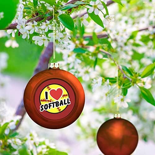 Liveубов Loveубов Softball Божиќна топка ShatterProof виси украси за украси за забави од камин од дрво 4 парчиња 4 парчиња
