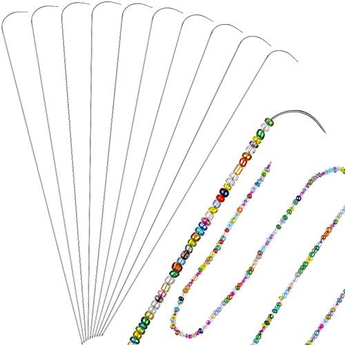 Husum 10 парчиња 6 инчи заоблена игла за монистра игла од не'рѓосувачки монистра игла за игла за игла за вртење и жичана мушка