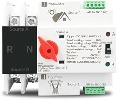 ESAAH 1PCS 2P 3P 4P DIN Rail ATS за PV и инвертер Двојна моќност Автоматски селектор на трансфер прекинувачи 63A 100A 125A