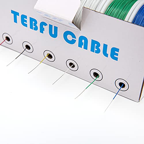 Кабел Tebfu 30 мерач PVC електронска жица солидна жица комплет 6 бои 300 стапки од секоја боја 30 AWG Hook Up Wire Comp