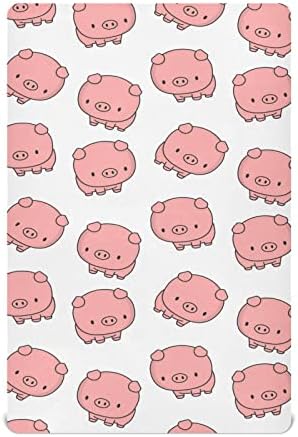 Симпатични животни со свињи за креветчиња за момчиња Пакуваат и играат чаршафи со листови за кревање, вградени садови за креветчиња