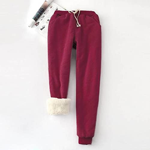 Џемпери жени со цврста боја руно џебови плус-големина завој еластична половината панталони обични лабави панталони