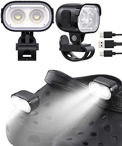 Croc Lights, 2 компјутерски полнички фарови за затнување на кроковите со 4 режими на светлина, IPX6 водоотпорен LED, ноќно