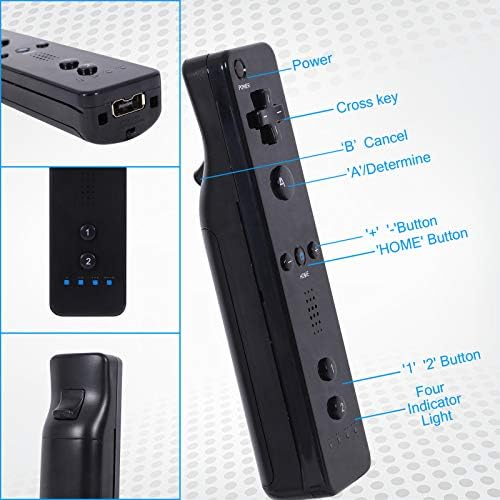 Sogyupk 2 Пакет Црн безжичен контролер, замена за далечински управувач на Wii, компатибилен со конзолата Wii/Wii U, со силиконски случај