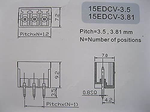 Завртки за завртки од 5 компјутерски завртки 3,81mm 8 пински/начин зелено приклучок тип