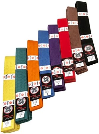 Униформа на боречки вештини на ронин марка со цврста боја ранг -појас - бел, жолт, зелена, портокалова, сина, виолетова, црвена, кафеава и црна