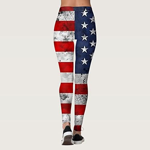 4 јули Хеланки За Жени Американско Знаме Хеланки За Вежбање Јога Со Висок Струк Ултра Меки Еластични Удобни Панталони За Вежбање