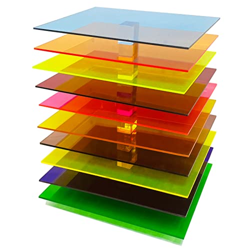 10 парчиња и 10 бои 8 x 12 x 0,118 транспарентни акрилни листови во боја, пластичен лим од плексиглас за сечење, знаци за гравура, DIY проекти.