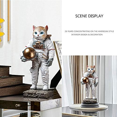 Дератон мачка астронаут фигура, скулптури во вселенски човек, занаети со смола во дневна соба, фигура за деца во спална соба,