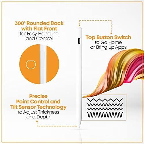 Безжично полнење на IProstylus и usb stylus stylus pen за iPad - активен молив компатибилен со 2018 iPad и над iPad Pro mini & Air со отфрлање