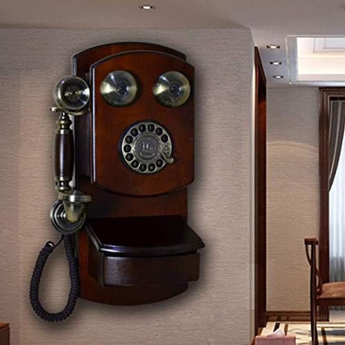 MyIngebin Classic старомоден wallид-монтиран ротирачки телефонски телефонски телефонски ретро механички bellвонче Телефон