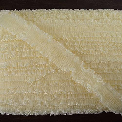 EfavormArt 25 двор Руфл чипка на чипка на сатенска ткаенина Органза за облекување занаетчиски шиење за шиење - слонова коска