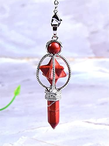 Марка накит Природно црвен Јаспер Кристал Меркаба Starвезда приврзок | Gemstone Merkaba Star Pendant Crystal Pendulum ѓердан