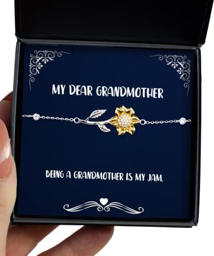 Уникатни подароци за баба, да се биде баба е мојот џем, нараквица за сончоглед од баба од внука