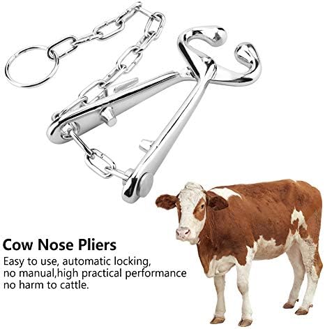Накит за правење кравјо нос клешти од не'рѓосувачки челик говеда нос прстен клешти говеда клип со алатка за влечење на ланец за ветеринар на фармата