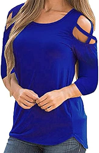 Женски врвови, бујни ладни рамо врвови, обични маички лабави основни маици со кратки ракави ладно рамо врвови блузи