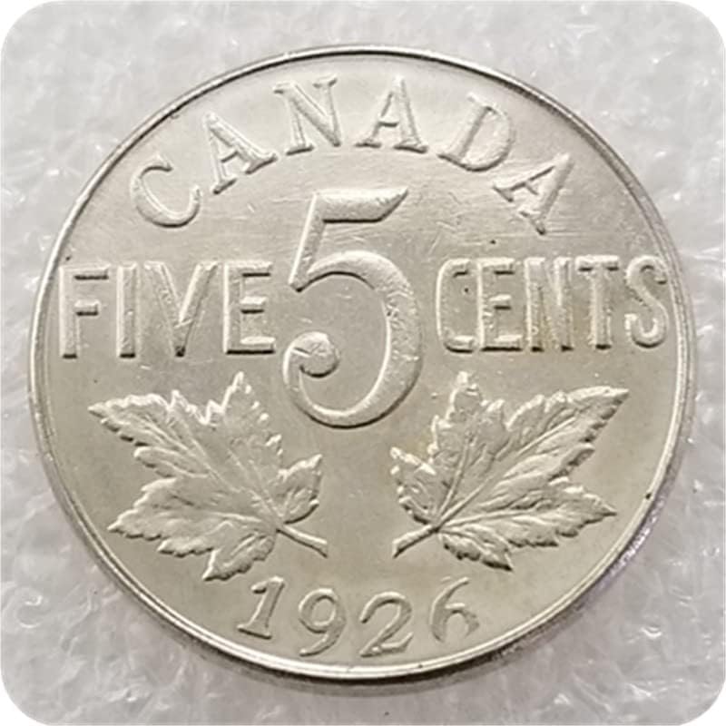 Кингфенг Антички Занаети Канада 1925, 1926 Никел 5 Центи Сребрен Долар