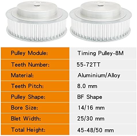 Axwerb Professional 1PC тркало од макара 8M-55T/56T/58T/60T/70T/72T, Bore Size 14/16mm, временски меурчиња за време на ширина 25/30mm