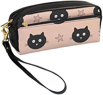 Colourlife Pencil Case Tagks Лица на смешни мачки starsвезди кожа патент торбичка торба шминка козметичка торба држач за моливи за возрасни