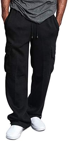 ZHDD машки товарни џемпери отворени дното на ногата случајно лабава лабава вклопени атлетски панталони со џебови со џебови