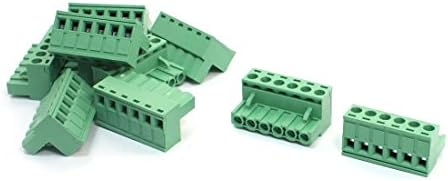 IIVVERR 10 PCS 300V 10A 5.08MM PITCH 6P 6 POSTIONE PCB MONTING TYPE GREEN PLASTION TERRANGER TERRANGER БЛОК ЗА 14-22AWG (10 парчиња